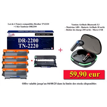 4 Toners+Tambour compatible Brother TN2220 / DR2200