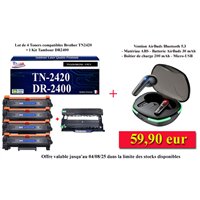 4 Toners+Tambour compatibles Brother TN2420/ TN2410/ DR2400