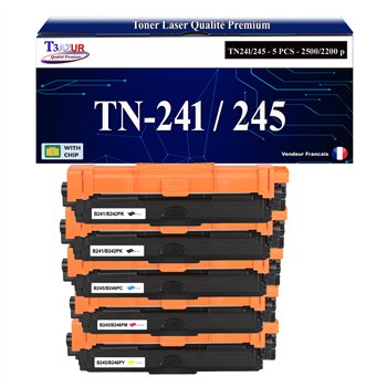 Lot de 5 Toners compatibles Brother TN241 / TN245