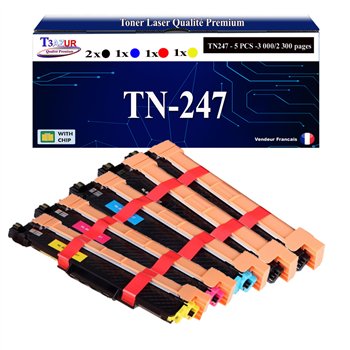 Lot de 5 Toners compatibles Brother TN247/ TN243