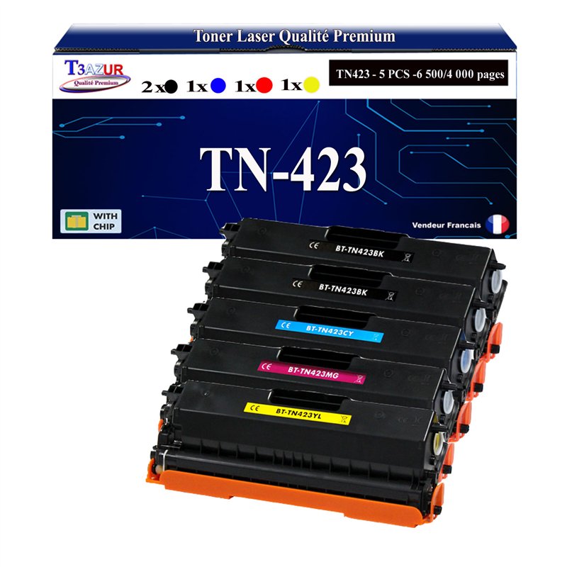 Lot de 5 Toners compatibles Brother TN421/ TN423/ TN426 Lot de 5 Toners compatibles Brother TN421/ TN423/ TN426