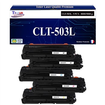 Lot de 4 Toners compatibles Samsung CLT-K503L, CLT-C503L, CLT-M503L, CLT-Y503L