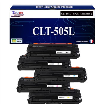 Lot de 4 Toners compatibles Samsung CLT-K505L, CLT-C505L, CLT-M505L, CLT-Y505L