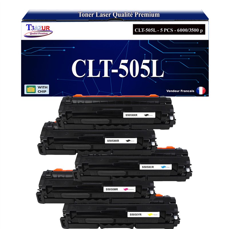 Lot de 4 Toners compatibles Samsung CLT-K505L, CLT-C505L, CLT-M505L, CLT-Y505L Lot de 4 Toners compatibles Samsung CLT-K505L, CLT-C505L, CLT-M505L, CLT-Y505L
