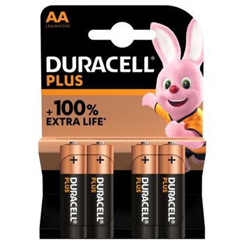 Piles alcalines Duracell MN1500B4 AA LR6 1,5V Plus Power (4 unités)