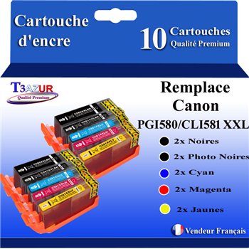 Lot de 10 Cartouches Compatibles Canon PGI-580/CLI851 XXL (2N+2PBK+2C+2M+2J)