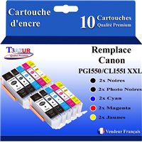 Lot de 10 Cartouches compatibles pour Canon PGI-550 XL / CLI-551 XL (avec puce)