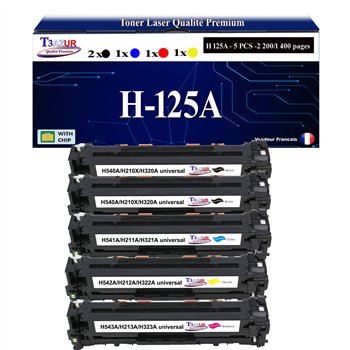 Lot de 4 Toners compatibles avec HP CB540A/ CB541A/ CB542A/ CB543A