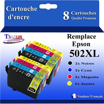 Lot de 8 Cartouche compatible Epson T02V6 (502 XL)
