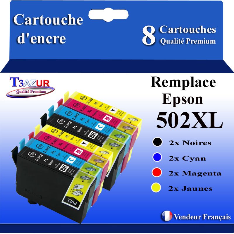 Lot de 8 Cartouche compatible Epson T02V6 (502 XL) Lot de 8 Cartouche compatible Epson T02V6 (502 XL)