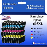 Lot de 32 Cartouches compatibles Epson T603XL (8N+8C+8M+8J)