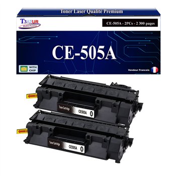 Lot de 2 Toners compatibles HP CE505A/CF280A (05A/80A) - 2 300 pages