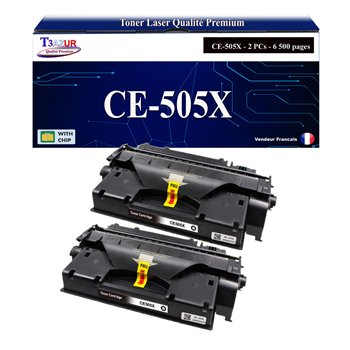 Lot de 2 Toners compatibles HP CE505X/ CF280X (05X/80X) - 6 500 pages