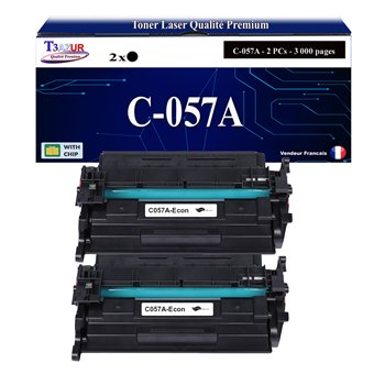 Lot de 2 Toners compatibles avec Canon 057H (3010C002/3010C004) - 10 000 pages