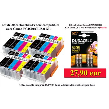 Lot de 10 Cartouches compatibles Canon PGI520/CLI-521