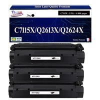 3x Toners compatibles avec HP C7115X/Q2613X/Q2624X (15X/13X/24X)