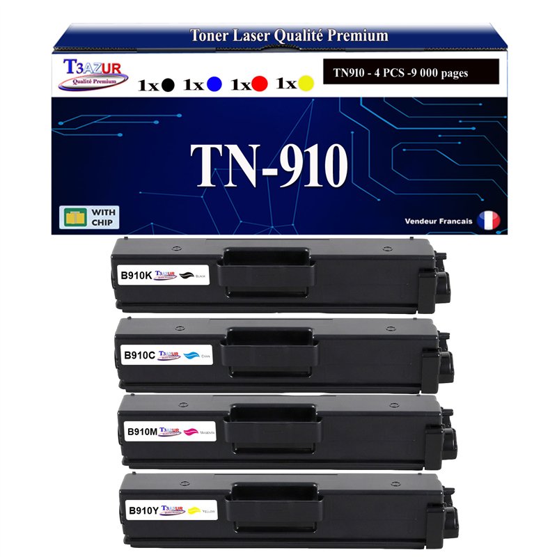 Lot de 4 toners compatibles Brother TN910