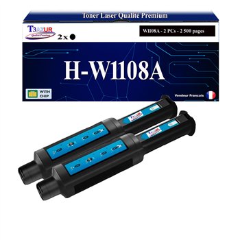 Lot de 2 Toners compatibles HP W1108A (108A)
