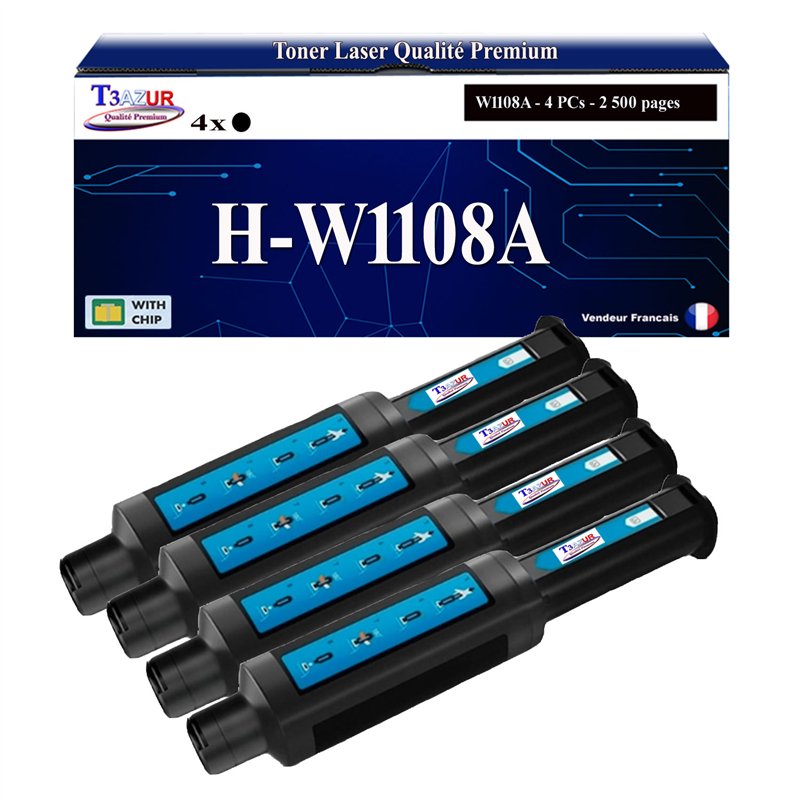 Lot de 2 Toners compatibles HP W1108A (108A)