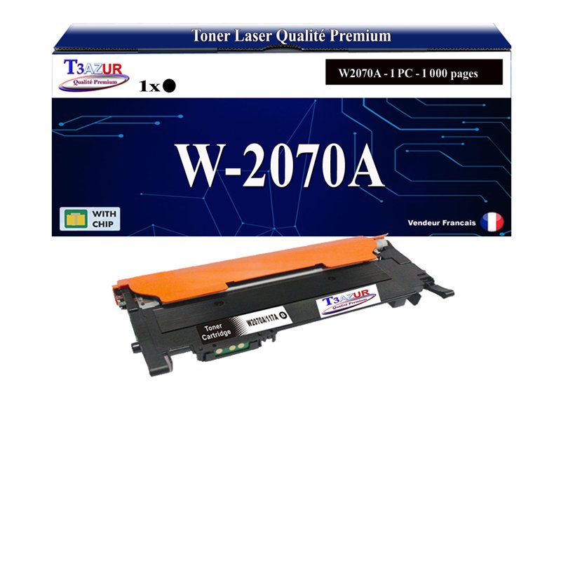 Toner compatible HP W2070A (117A) Noir -1 000 pages (avec puce)