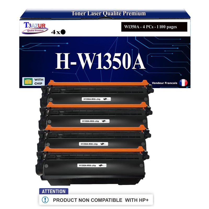 4x Toners compatibles avec HP W1350A (135A) - 1 100 pages (non compatibles avec les Imprimantes HP+) 4x Toners compatibles avec HP W1350A (135A) - 1 100 pages (non compatibles avec les Imprimantes HP+)