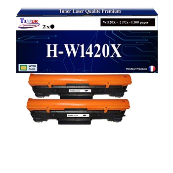 2x Toners compatibles avec HP W1420X (142X) Noir - 1 500 pages