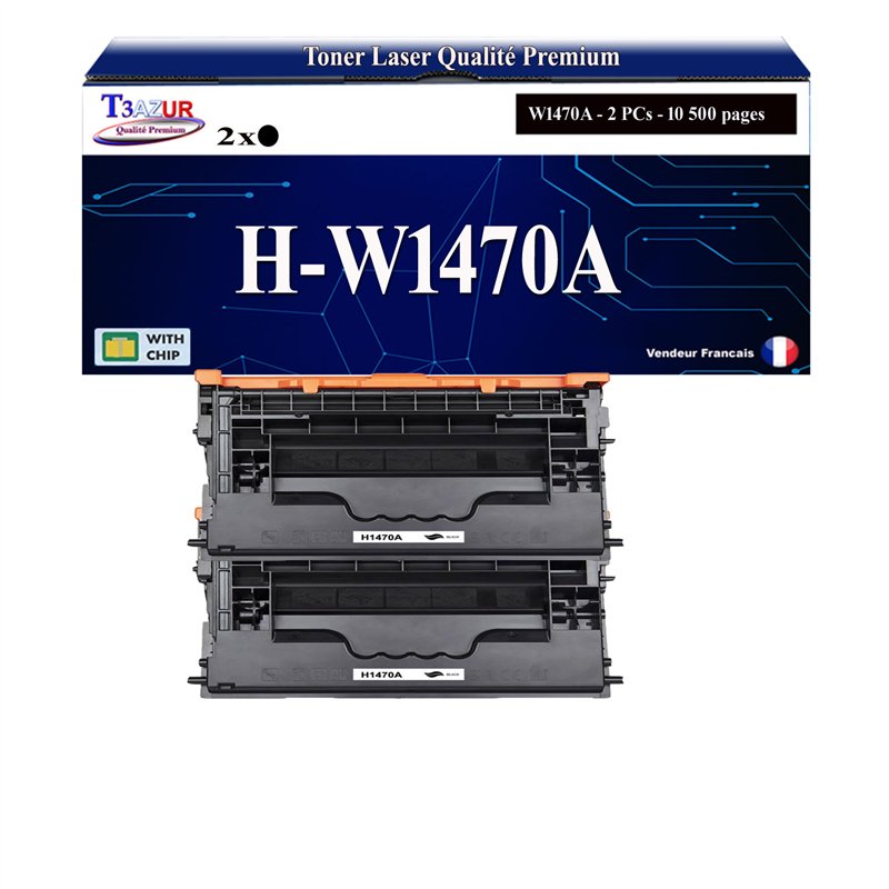 2x Toners compatibles avec W1470A (147A) - 10 500 pages 2x Toners compatibles avec W1470A (147A) - 10 500 pages
