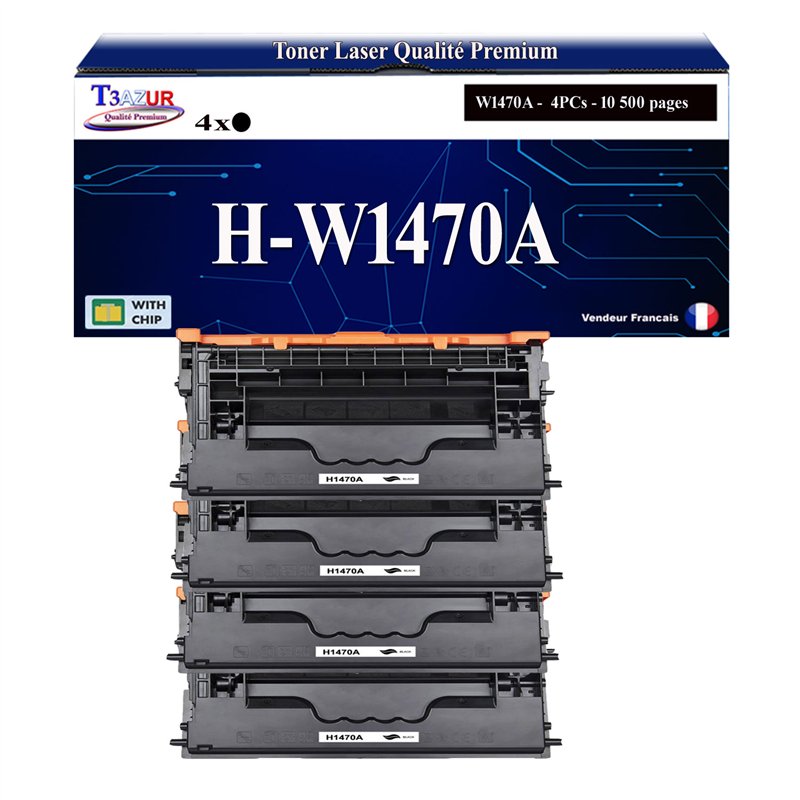 4x Toners compatibles avec W1470A (147A) - 10 500 pages 4x Toners compatibles avec W1470A (147A) - 10 500 pages