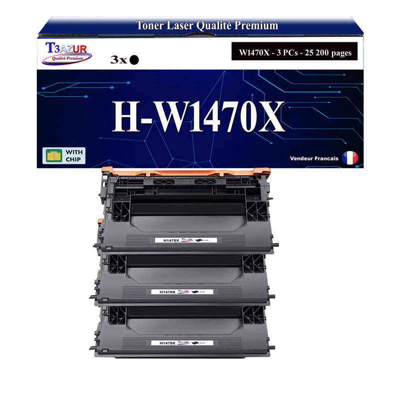 3x Toners compatibles avec HP W1470X(147X) - 25 200 pages 3x Toners compatibles avec HP W1470X(147X) - 25 200 pages
