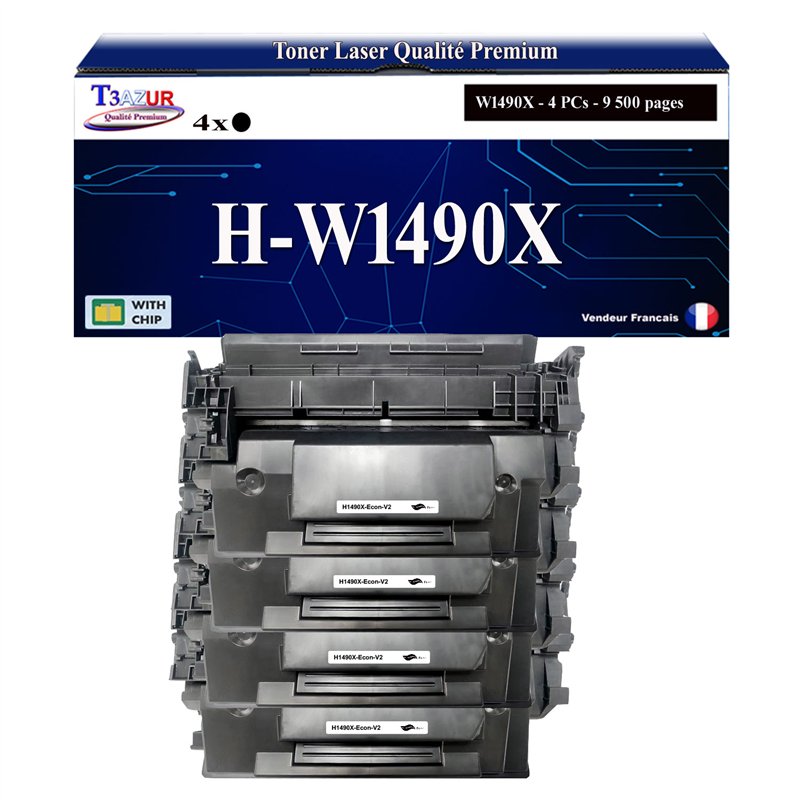 4x Toners compatibles avec HP W1490X (149X)- 9 500 pages 4x Toners compatibles avec HP W1490X (149X)- 9 500 pages