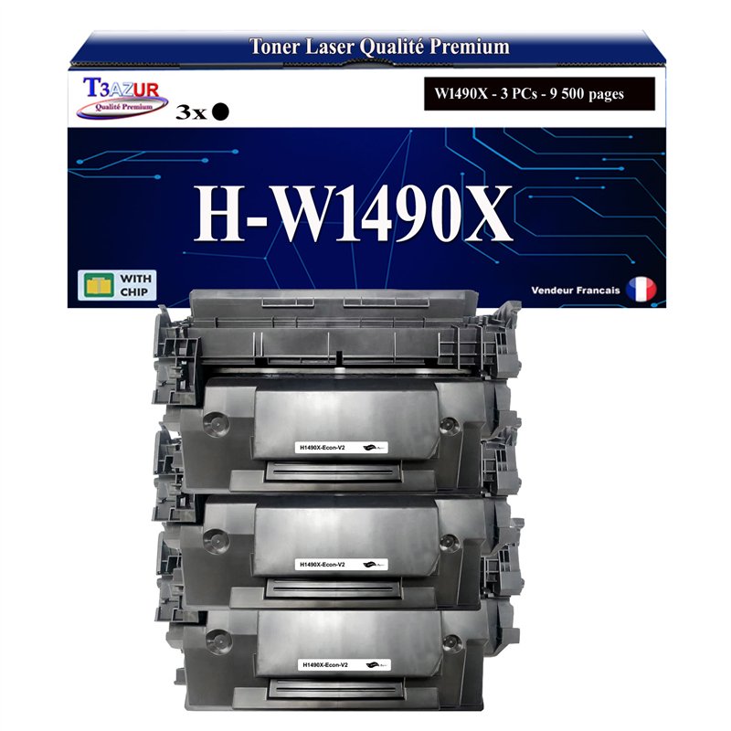 3x Toners compatibles avec HP W1490X (149X)- 9 500 pages 3x Toners compatibles avec HP W1490X (149X)- 9 500 pages