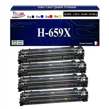 Lot de 4 Tones Laser compatible avec HP 659X / 659A