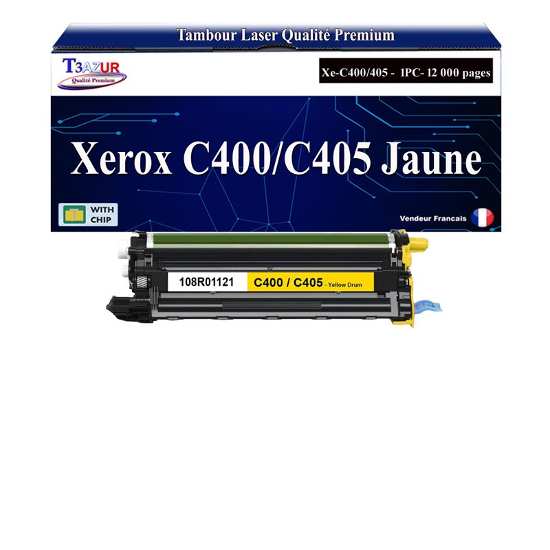 Kit Tambour compatible avec Xerox Phaser 6600/WorkCentre 6605/6655/VersaLink C400/C405 (108R01121) -Jaune -12 000 pages