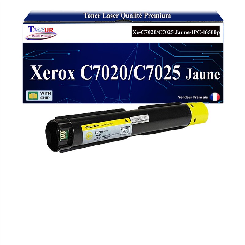 Toner compatible Xerox VersaLink C7020/C7025/C7030 (106R03738/106R03742)- Jaune -16 500 pages