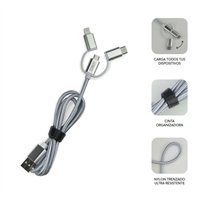 Chargeur de voiture double USB Subblim - Longueur : 1 m - Charge rapide jusqu'à 2 400 A/12 W - Couleur : argent