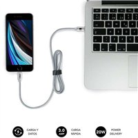 Chargeur de voiture double Subblim PD20W + QC3.0 + câble USB-C vers USB-C/Lightning - 20 W - Argent