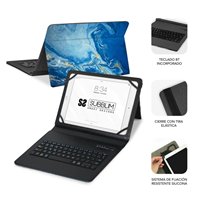 Étui universel Bluetooth Subblim Keytab Pro 9-10,1" - Sans fil - Bluetooth - Couleur marbre bleu