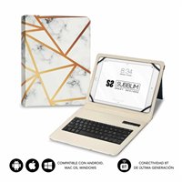 Étui universel Bluetooth Subblim Keytab Pro 9-10,1" - Sans fil - Bluetooth - Couleur marbre blanc