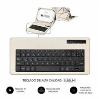 Étui universel Bluetooth Subblim Keytab Pro 9-10,1" - Sans fil - Bluetooth - Couleur marbre blanc