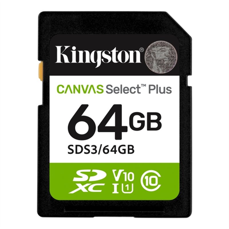 Carte SDXC Kingston 64 Go UHS-I Classe 10 100 Mo/s Canvas Select Plus