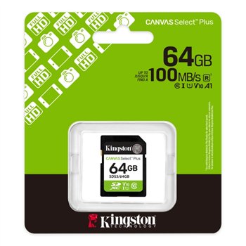 Carte SDXC Kingston 64 Go UHS-I Classe 10 100 Mo/s Canvas Select Plus
