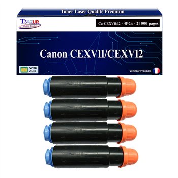 Lot de 4 Toners compatibles Canon CEXV11/CEXV12 (9629A002/9634A002)- 21 000 pages