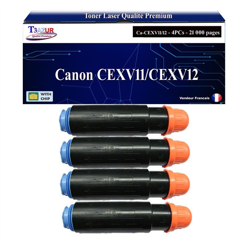 Lot de 4 Toners compatibles Canon CEXV11/CEXV12 (9629A002/9634A002)- 21 000 pages