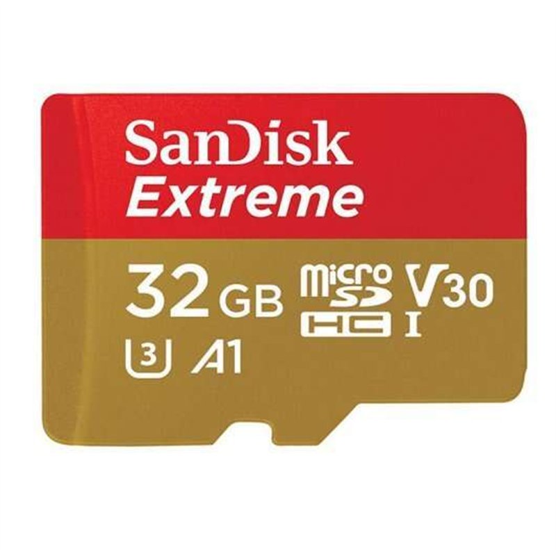 Carte microSDHC SanDisk Extreme 32 Go UHS-I U3 A1 Classe 10 100 Mo/s + adaptateur SD