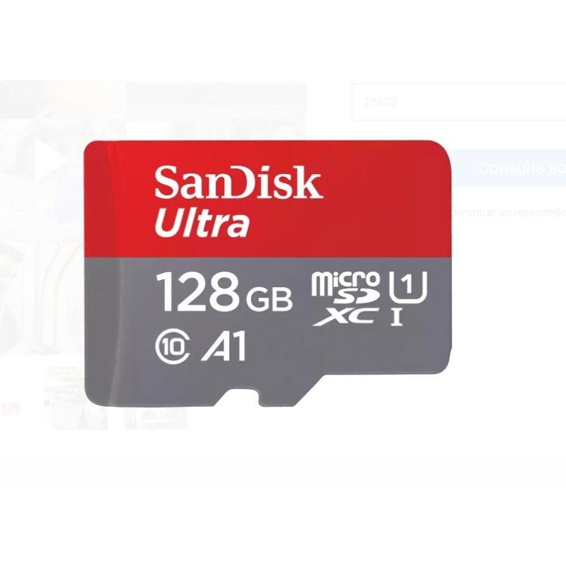 Carte microSDXC Sandisk Ultra 128 Go UHS-I A1 Classe 10 avec adaptateur