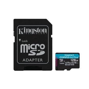 Carte microSDXC Kingston Canvas Go Plus 128 Go UHS-I U3 V30 Classe 10 200 Mo/s avec adaptateur