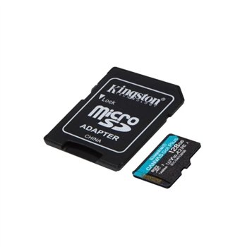 Carte microSDXC Kingston Canvas Go Plus 128 Go UHS-I U3 V30 Classe 10 200 Mo/s avec adaptateur