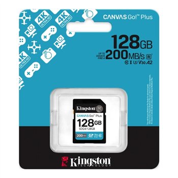 Carte SDXC Kingston 128 Go UHS-I U3 V30 Classe 10 200 Mo/s Canvas Go Plus