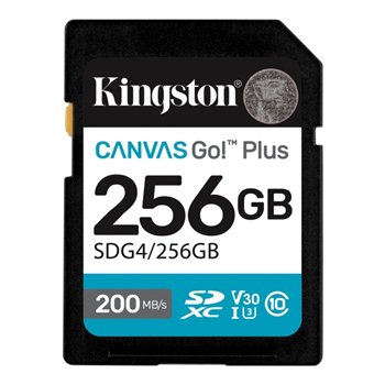 Carte SDXC Kingston 256 Go UHS-I U3 V30 Classe 10 200 Mo/s Canvas Go Plus