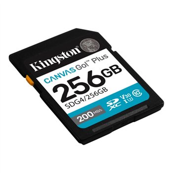 Carte SDXC Kingston 256 Go UHS-I U3 V30 Classe 10 200 Mo/s Canvas Go Plus
